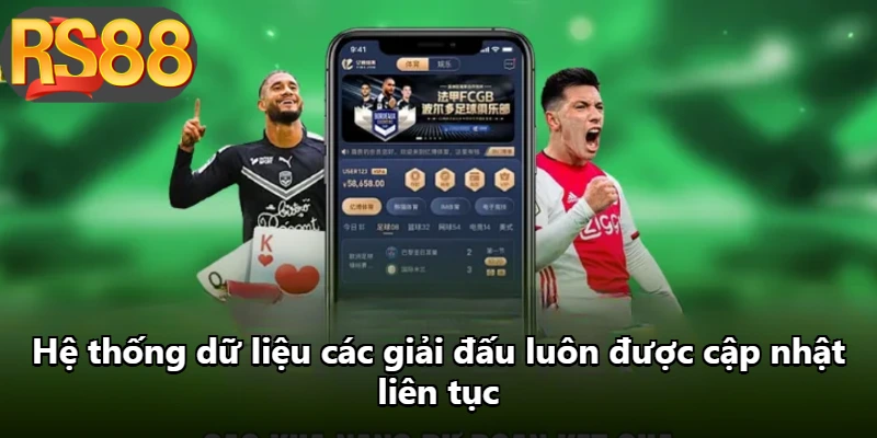 Hệ thống dữ liệu các giải đấu luôn được cập nhật liên tục